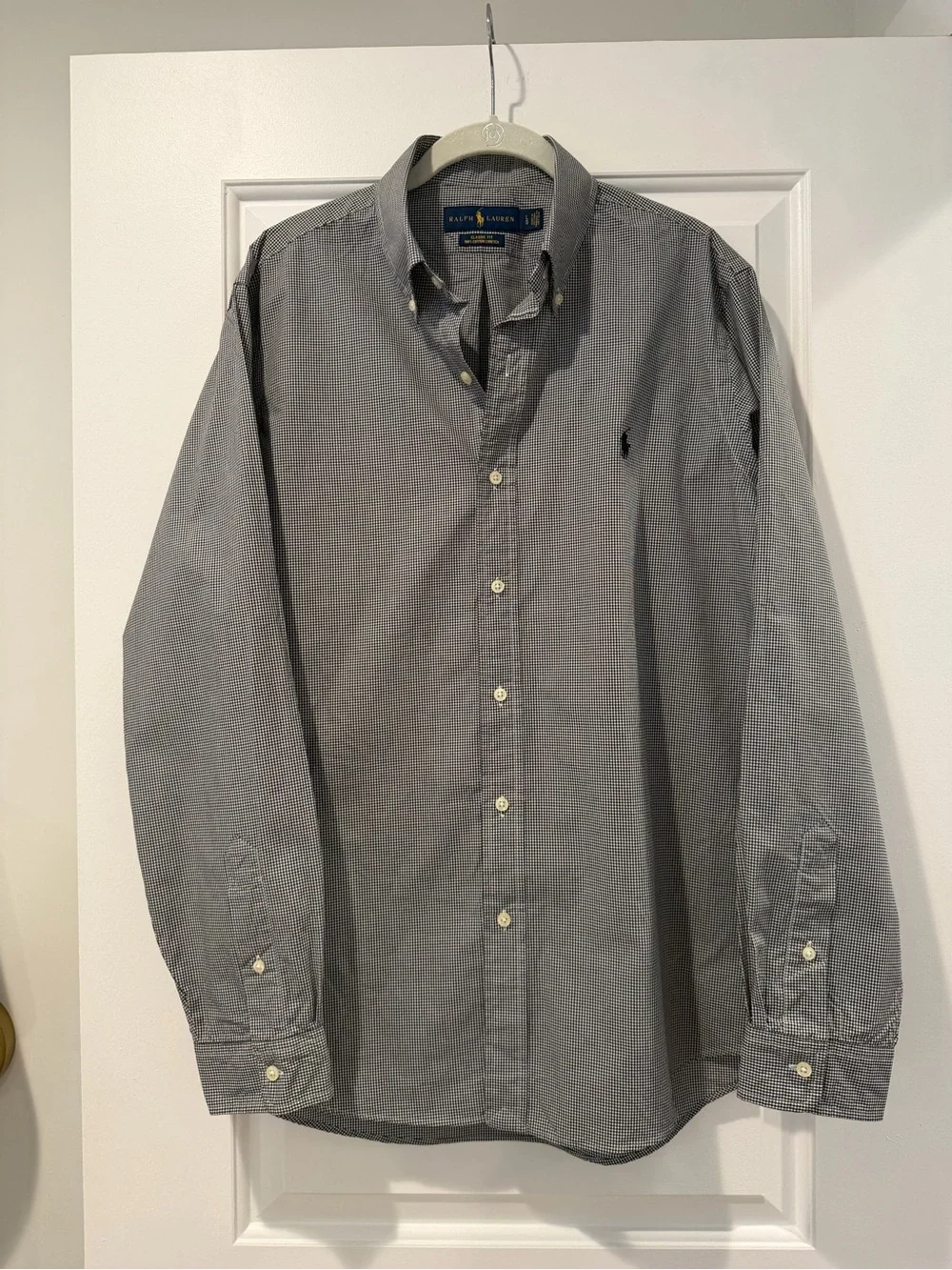 Ralph Lauren Black & White Micro-Check Button-Down Shirt - size Large - Picture 1 of 7